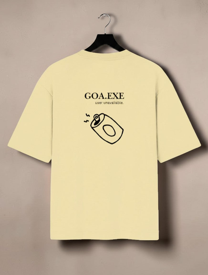 mi-DONE oversized cream cotton t-shirt with Goa.exe graphic print on the back and drop shoulders